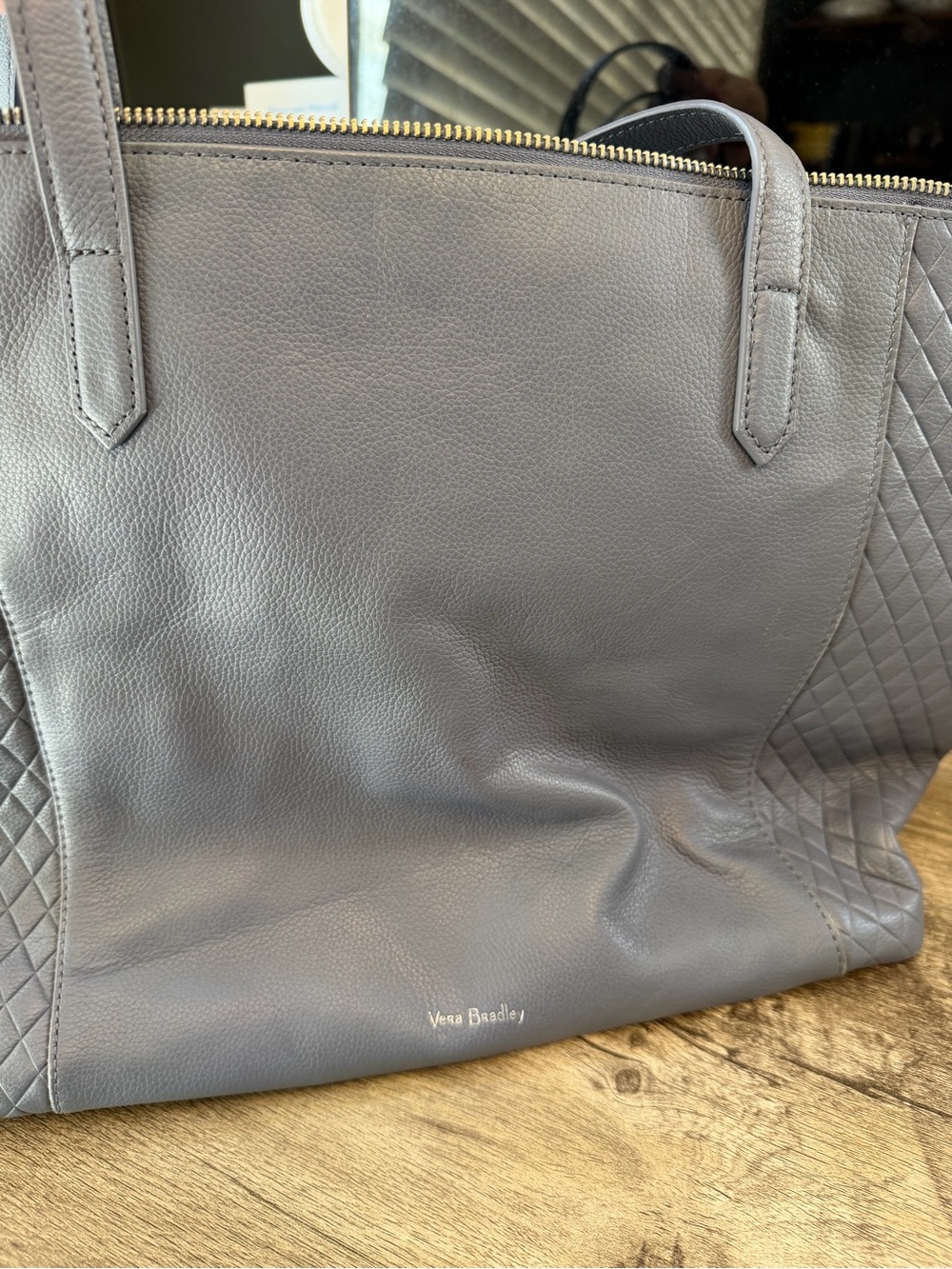 Vera Bradley Slate Gray Leather Tote
